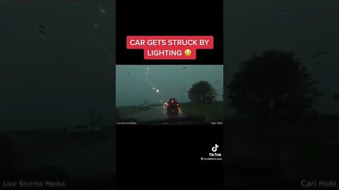 Pickup Struck by Lightning 😳⚡️ #shorts #dashcam #lightning