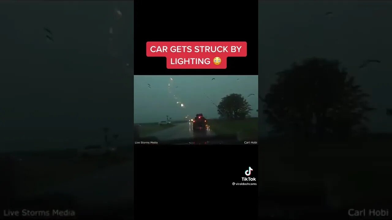 Pickup Struck by Lightning 😳⚡️ #shorts #dashcam #lightning