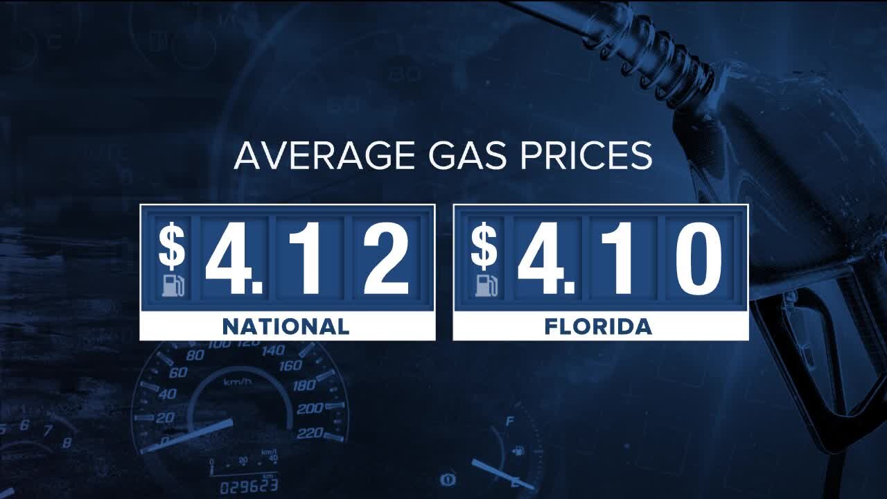 Florida gas prices stabilize above $4 a gallon as oil prices slowly drop