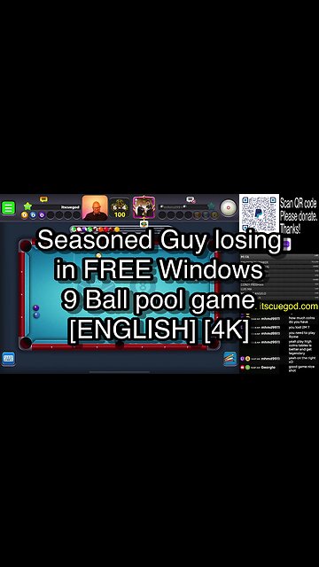 Seasoned Guy losing in FREE Windows 9 Ball pool game [ENGLISH] [4K] 🎱🎱🎱 8 Ball Pool 🎱🎱🎱