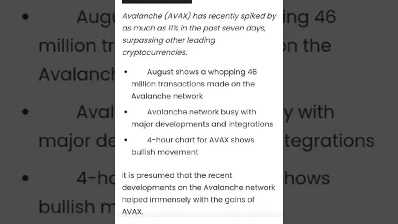 AVAX HUGE UPDATE #avalanche #avaxcoin #avaxpriceprediction #avax #avaxminer #cryptomarketanalysis