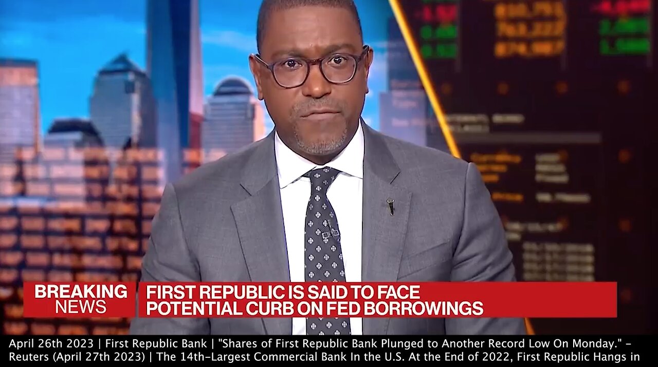 First Republic Bank | "First Republic Bank Which Drops About 50% Yesterday, Dropped About 20% Today." - Bloomberg (April 26th 2023) | First Republic was the 14th-largest commercial bank in the U.S. at the end of 2022, according to the Fed