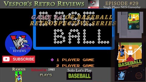 Solo Retro Let's Play |Baseball (NES) | Baseball Retrospective 4 | 🕹️⚾