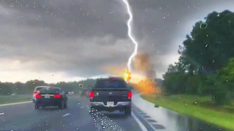 Lightning Strikes a Moving Truck....