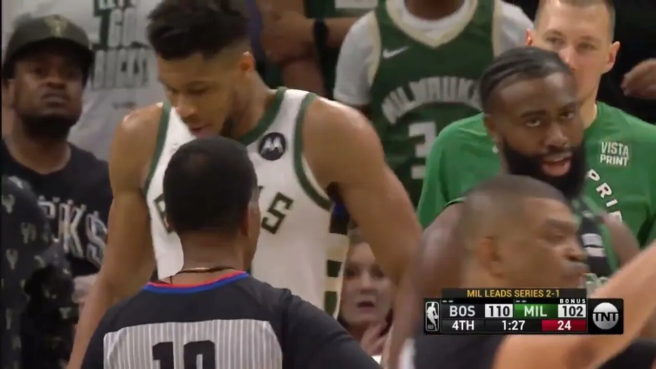 Jalen Brown Furious at Giannis After Gets Shoved MidAir By Dirty Moves! Dont touch me M*therFvcker!