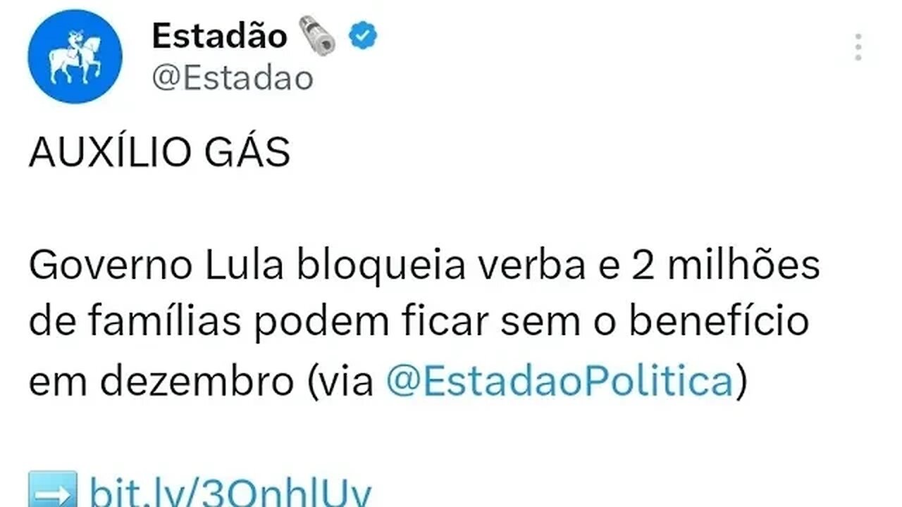 2 milhões de brasileiros perderão o Auxílio: "VALE GÁS" CONFORME ESTADÃO