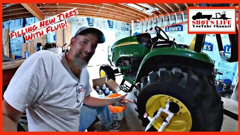 Filling New Tractor Tires with Fluid
