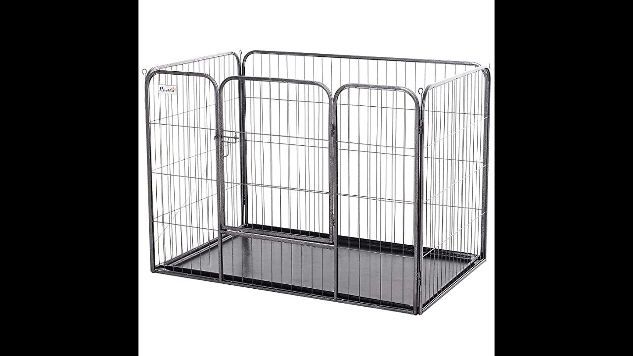 Review PawHut Folding Design Heavy Duty Dog Crate Metal Cage & Kennel with Removable Tray and C...