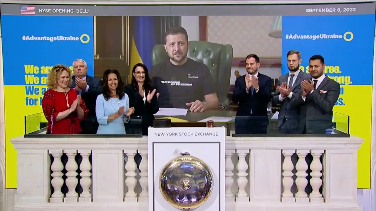 Ukraine's Zelenskiy virtually rang the New York Stock Exchange opening bell moments ago