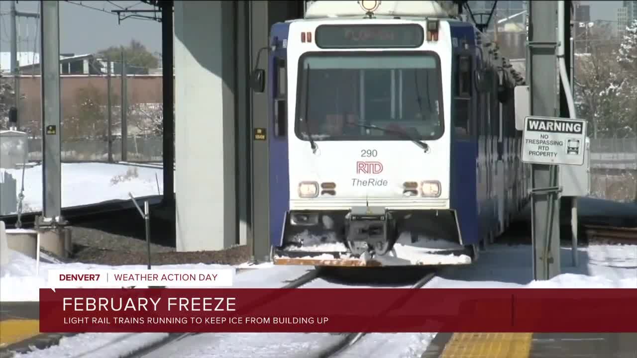 RTD runs light rail trains all night to keep wires from freezing