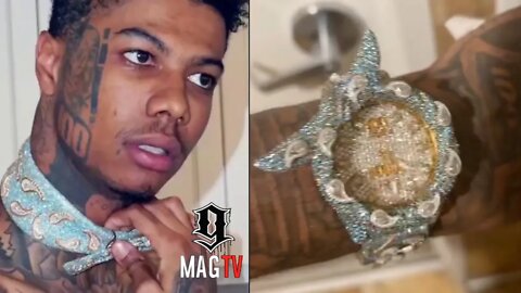 Blueface Ices Out Bandana Watch To Match His Collar! ⌚️