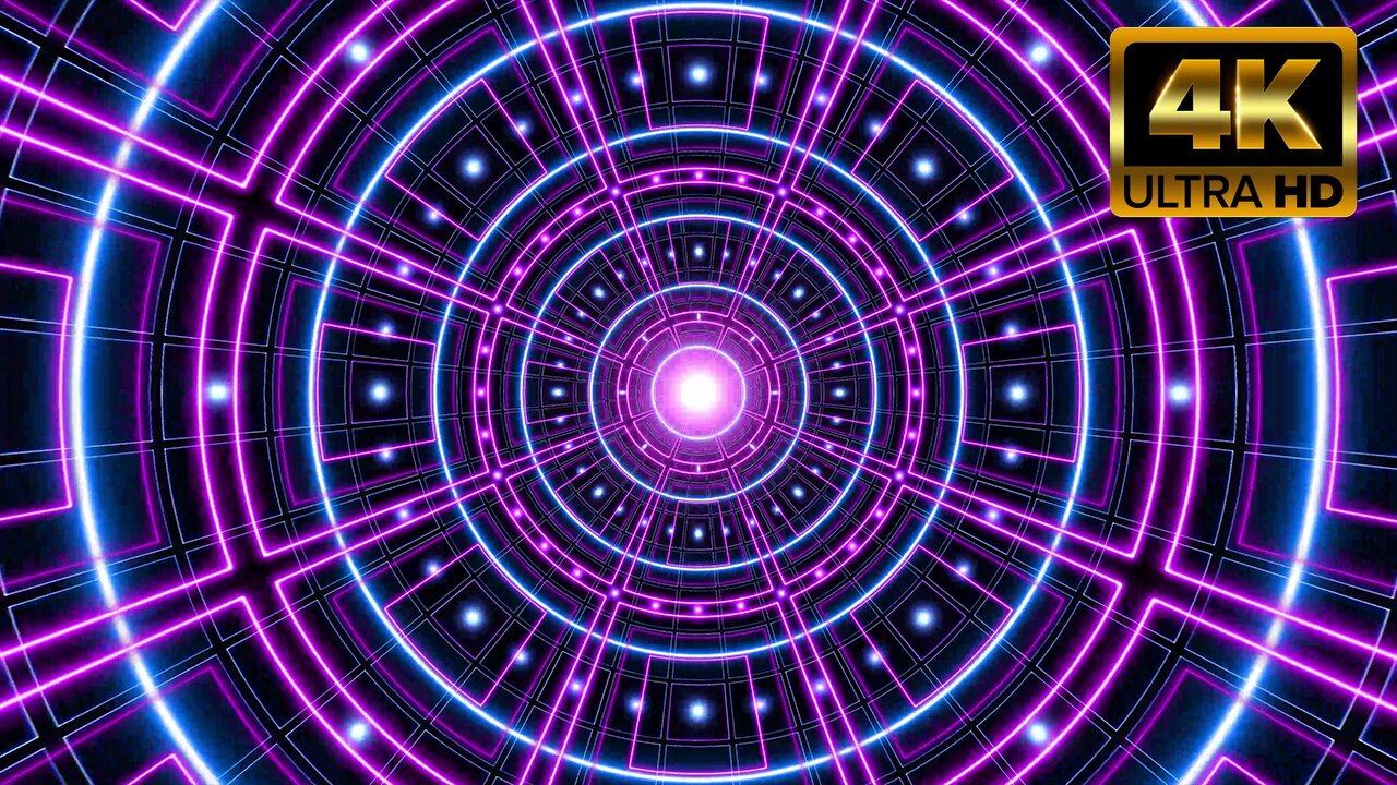 Geometric Neon Tunnel Background – 1HR LOOP 4K 60FPS