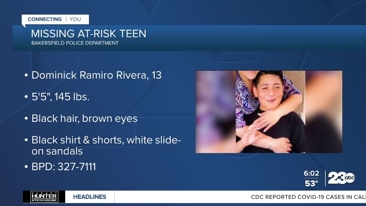 Bakersfield Police seek helping finding runaway 13-year-old boy Dominick Ramiro Rivera