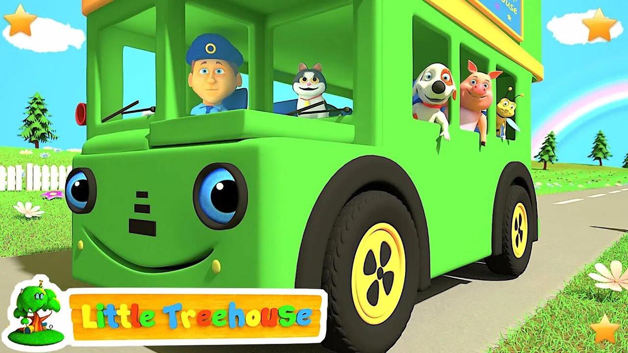 Green Wheels on the Bus | Kindergarten Nursery Rhymes & Songs for Kids