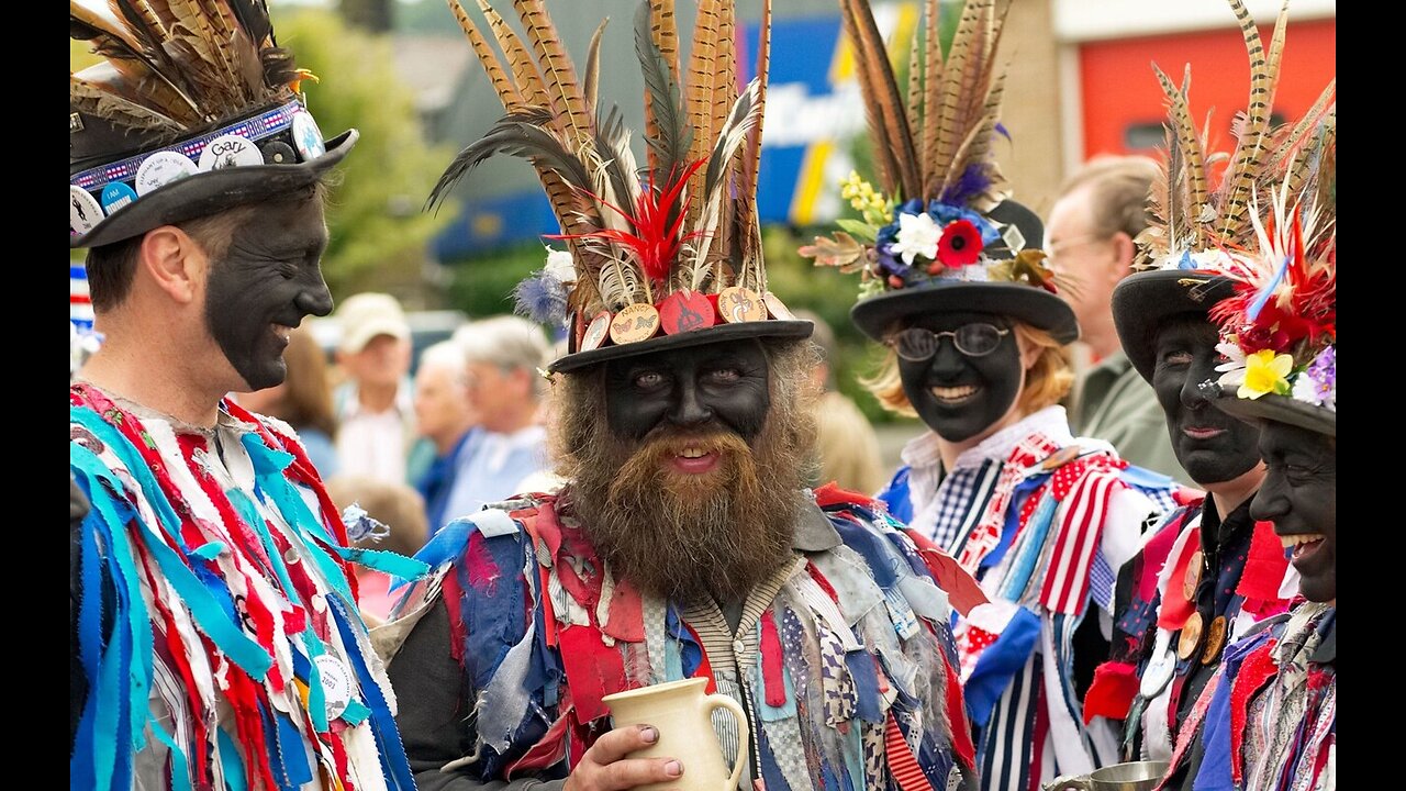 Beltane Border Morris dancing Huntress in Cawsand