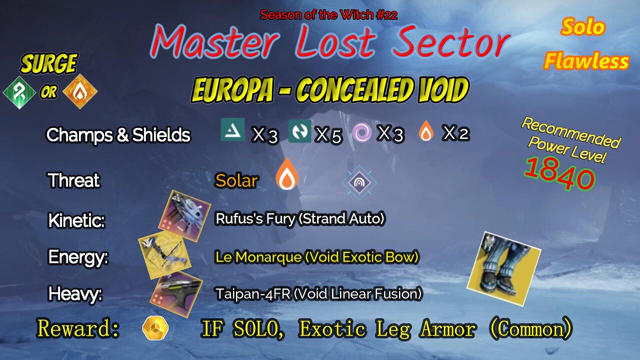 Destiny 2 Master Lost Sector: Europa - Concealed Void on my Strand Hunter Solo-Flawless 10-22-23