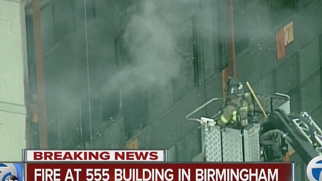 Crews battle fire at the 555 Building in Birmingham