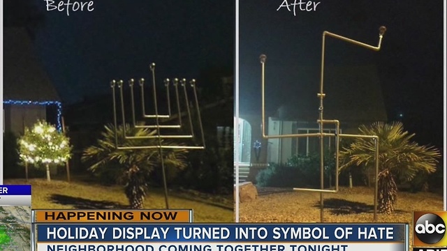 Menorah in Chandler familyâs yard twisted into swastika