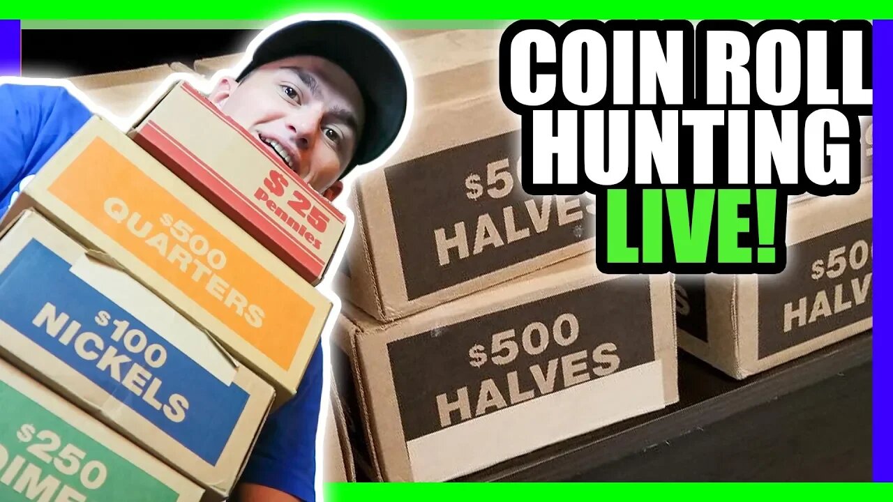 $2,000 HALF DOLLAR COINS!! HUGE COIN ROLL HUNTING LIVE STREAM