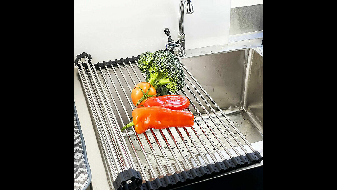 Roll Up Dish Drying Rack Over The Sink Dish Rack Kitchen Rolling Dish Drainer Over Sink, Foldab...