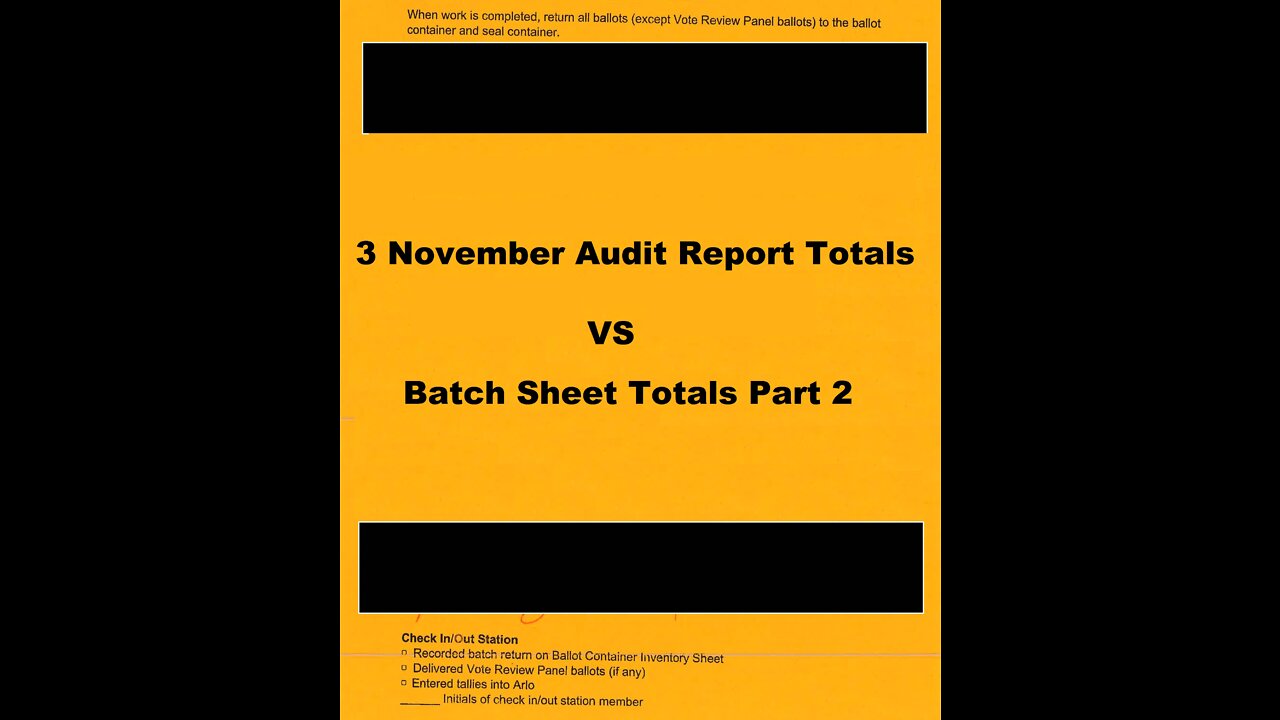 3 November Audit Report Totals VS Batch Sheet Totals Part 2