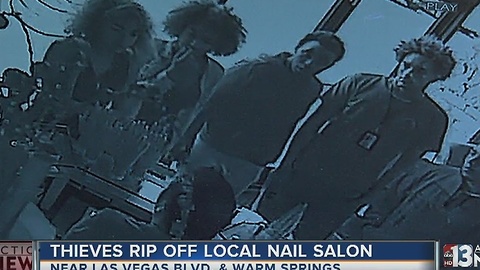 CAUGHT ON CAMERA: Five people work together ripping off nail salon