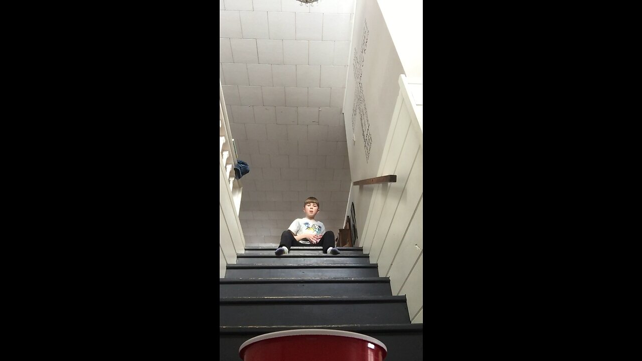 Kid Does Crazy Cup Trick Shot Down The Stairs🔥😱🤯!!