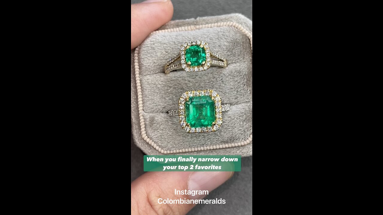 Beautiful halo emerald and diamond engagement gold rings for her 2022