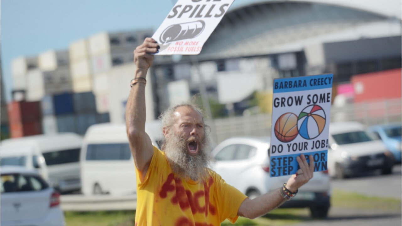 Several civil society environmental organisations protesting in Paarden Eiland