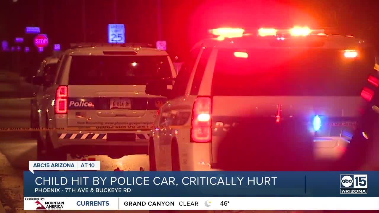 Young child in critical condition after being struck by Phoenix PD patrol vehicle