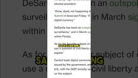 DeSantis Takes Stand Against CBDCs, Yet Supports Cryptocurrencies #investing