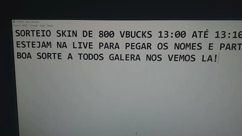 Sorteio de skin de 800 vbuck 13:00 06/11/21 obrigado aos 100 inscritos!