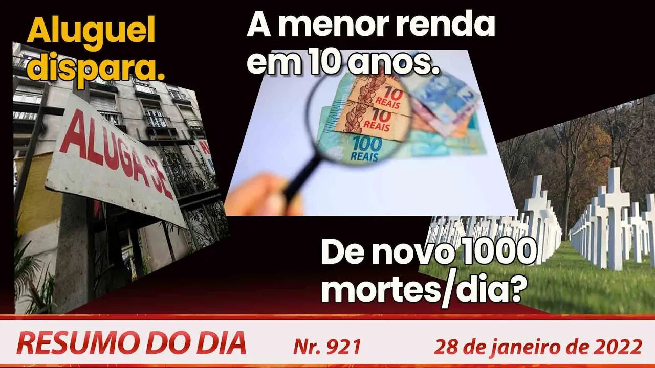 Aluguel dispara. A menor renda em 10 anos. De novo 1000 mortes/dia? - Resumo do Dia Nº921 - 28/01/22