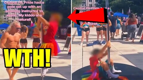 DISTURBING video emerges of a man teaching a child to POLE DANCE at Pennsylvania PRIDE EVENT!