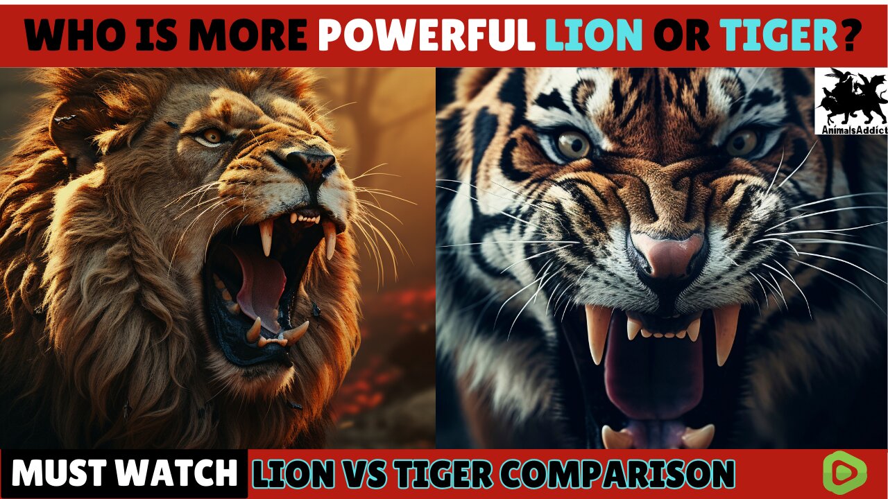 Tiger vs Lion Comparison | Who Is More Strong And Powerful | Who Is The Real King | Animals Addict