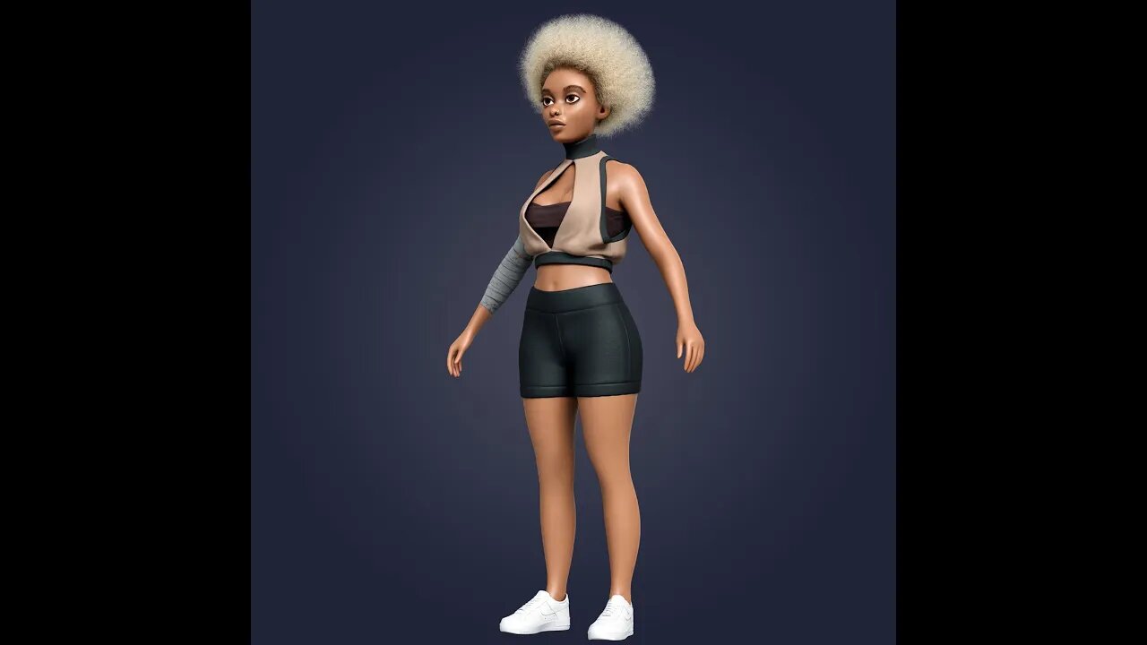 stylized 3d black female character