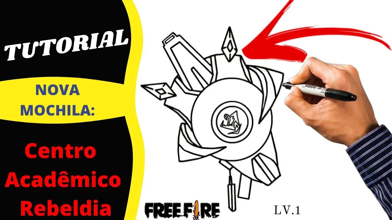 COMO DESENHAR A MOCHILA CENTRO ACADÊMICO REBELDIA DO FREE FIRE