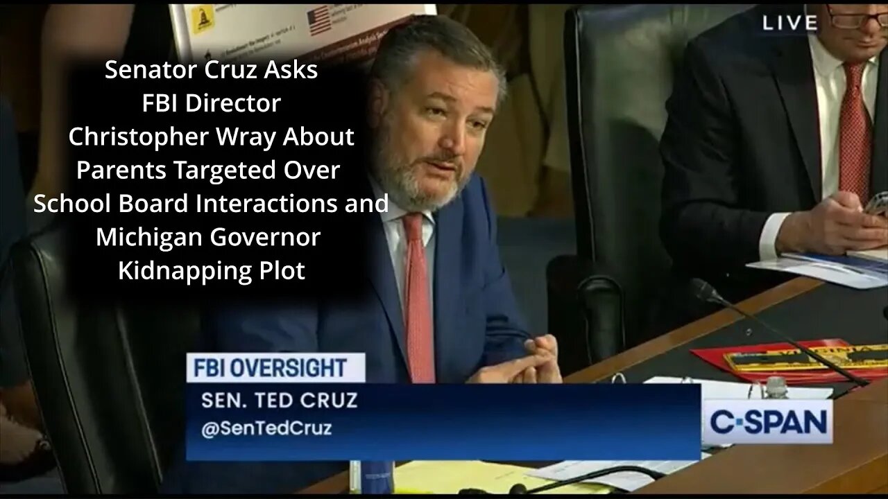 Sen Cruz questions FBI Director Christopher Wray about targeting parents & Whitmer Kidnapping Plot