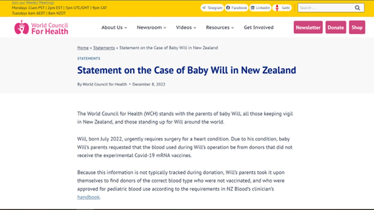 NZ's Baby Will, taken from parents in hospital for surgery after High Court decision.