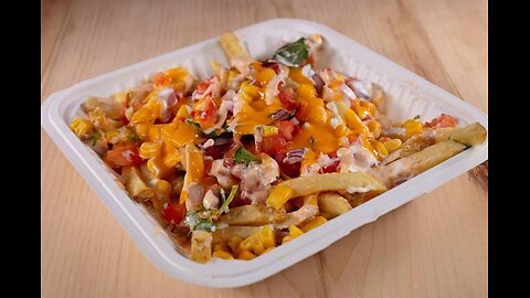 Loaded cheesy fries let’s eat