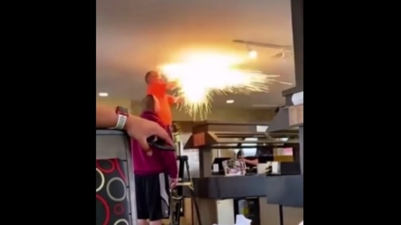 Electrician Cutting On A Wire, Without Turning The Power Off.. Gets A Good Shock!!