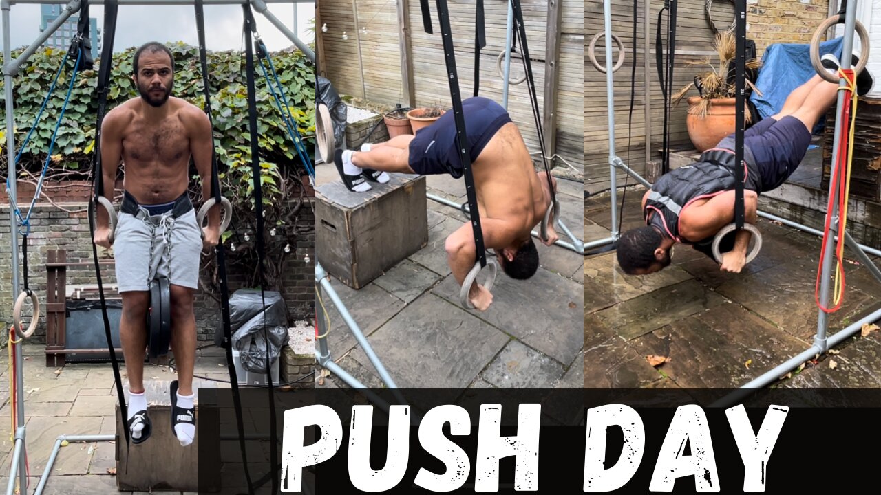 Calisthenics Push Day Training on Gymnastics Rings