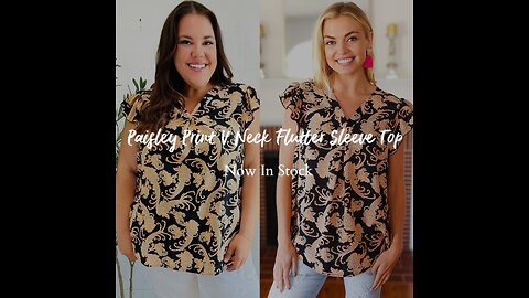 You Got This Black Paisley Print V Neck Flutter Sleeve Top