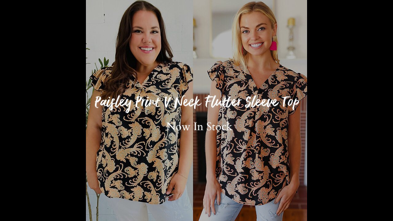 You Got This Black Paisley Print V Neck Flutter Sleeve Top