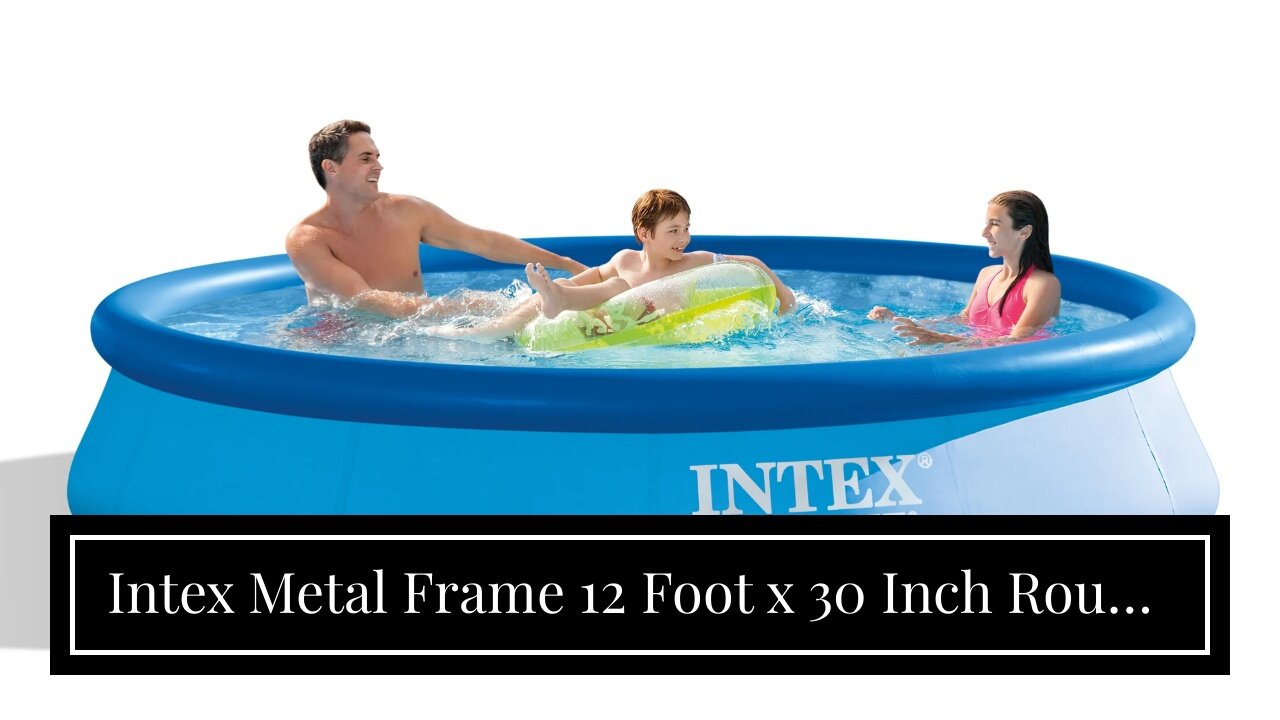 Intex Metal Frame 12 Foot x 30 Inch Round Above Ground Outdoor Backyard Swimming Pool with 530...