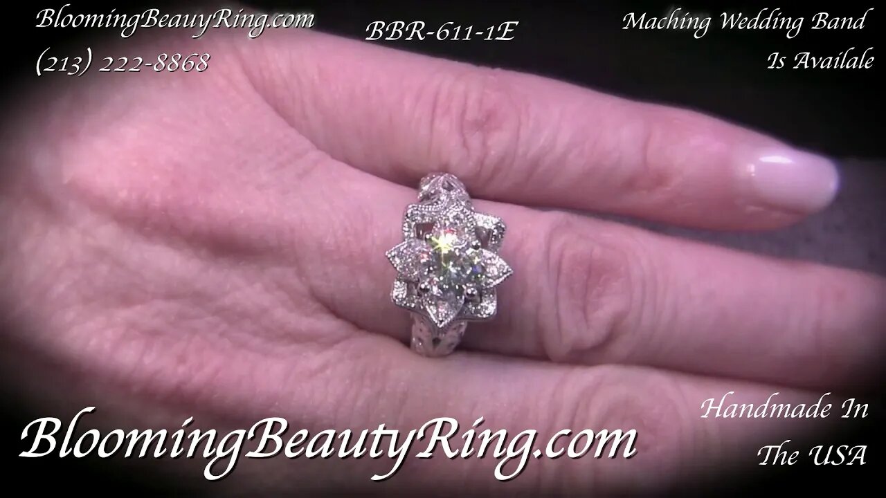 BBR-611-1E On Hand Engagement Ring Video By BloomingBeauyRing.com