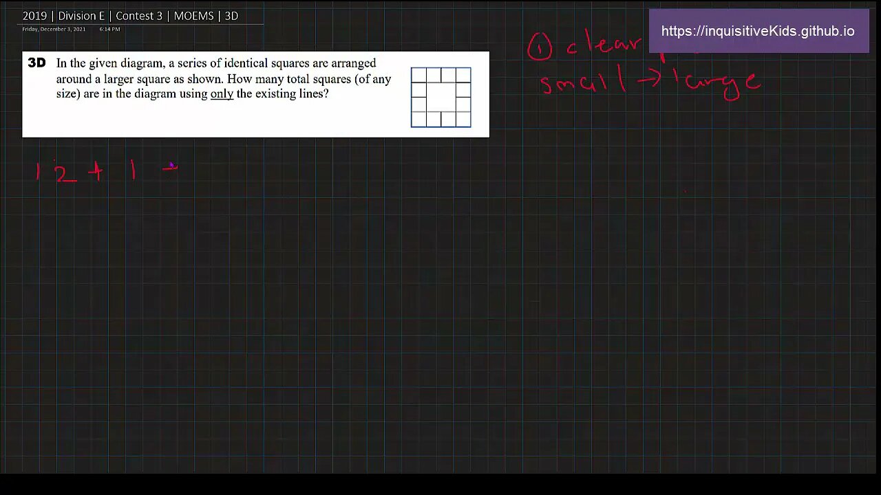 Math Olympiad for Elementary | 2019 | Division E | Contest 3 | MOEMS | 3D