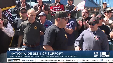 Hundreds of first responders rally to support Goodyear firefighter battling cancer