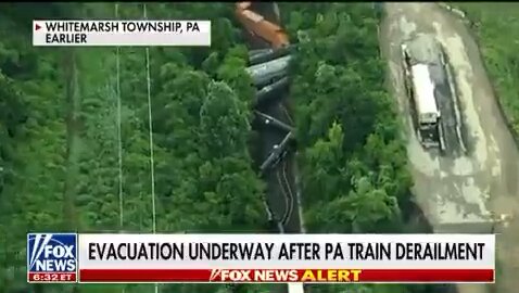 VIDEO: A train transport carrying dangerous materials derailed in the outskirts of Philadelphia