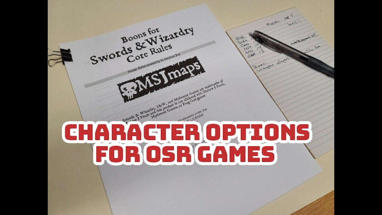 Character options for old school role-playing games (OSR)